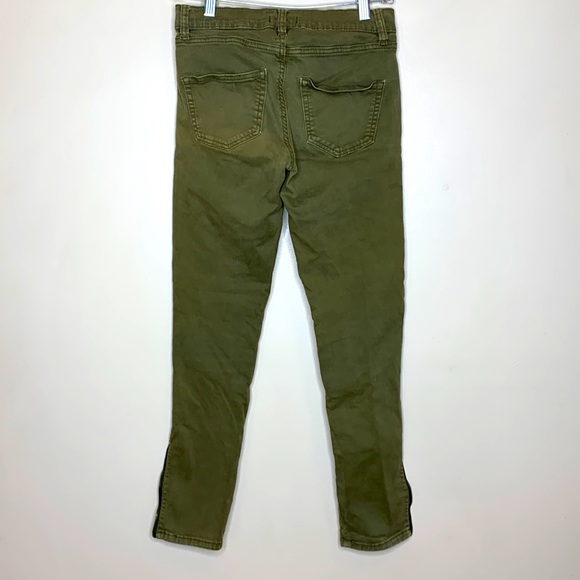 BDG | Moss Green Straight Moto Jeans | Skinny | Bottom Leg Zippers Size 26 - Picture 6 of 11